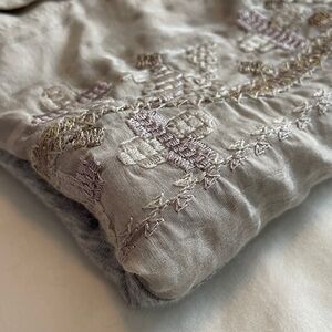 Anthropologie - Gray Cardigan top - size XL - silk and cotton with embroidery!